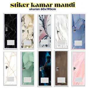 Stiker Pintu Kamar Mandi Motif Marmer Ukuran 60x190cm.