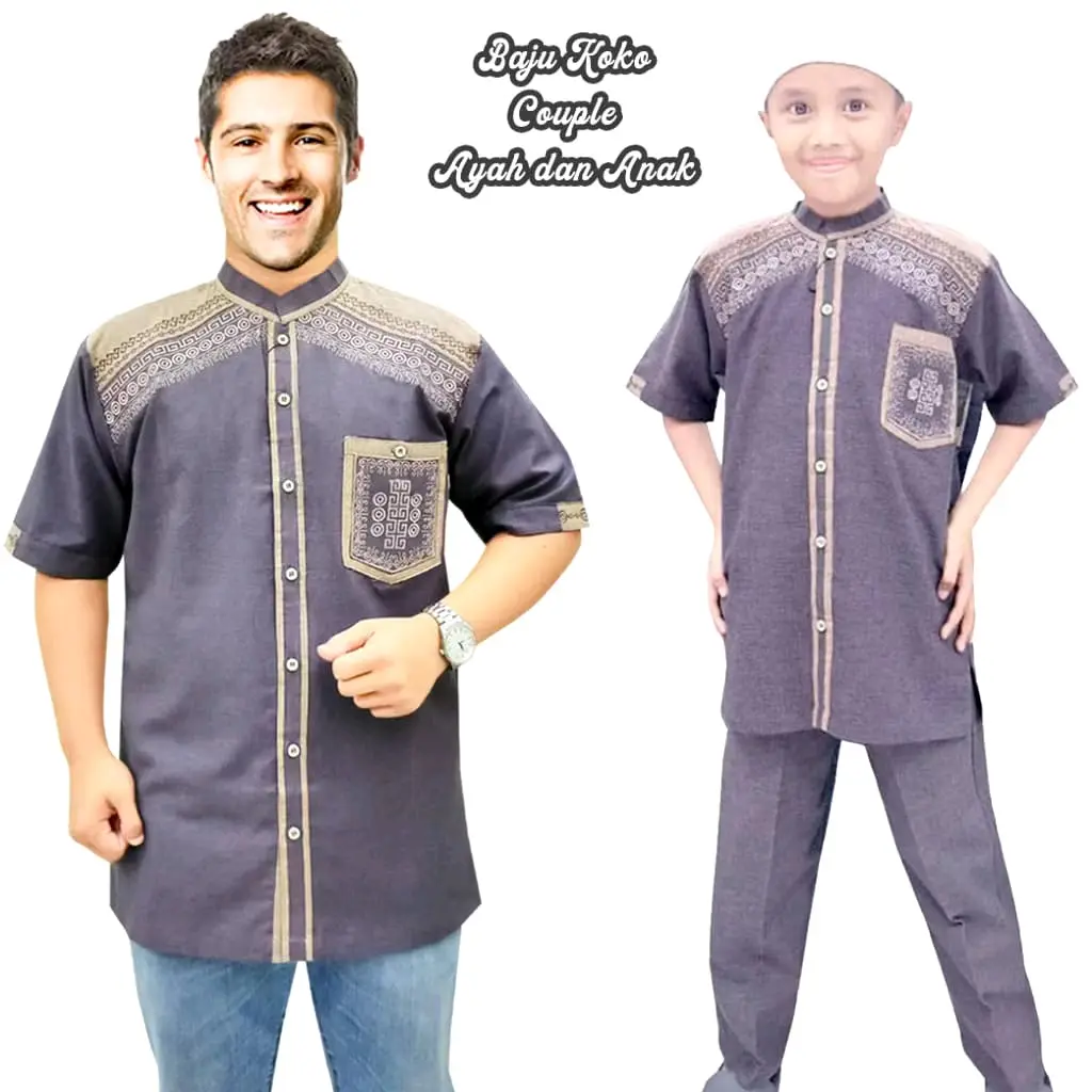 Baju Koko Couple Ayah Dan Anak Laki Laki Terbaru Lengan Pendek Usia 3 - 15 Tahun