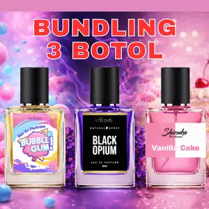 NUSCENTRA TERLARIS PAKET 3 BOTOL | BUNDLING PARFUM VANILLA CAKE - PERMEN KARET - BLAK OPIM PARFUM PRIA WANITA 30ML PARFUM WANGI TAHAN LAMA