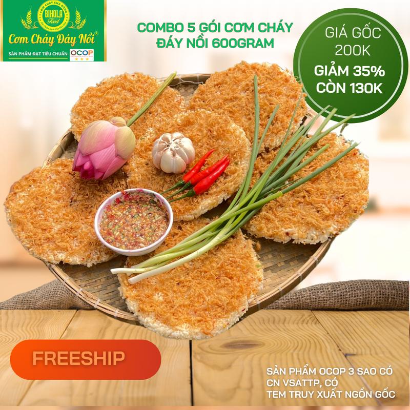  5 GÓI CƠM CHÁY ĐÁY NỒI VỊ TRUYỀN THỐNG Snack Cay 