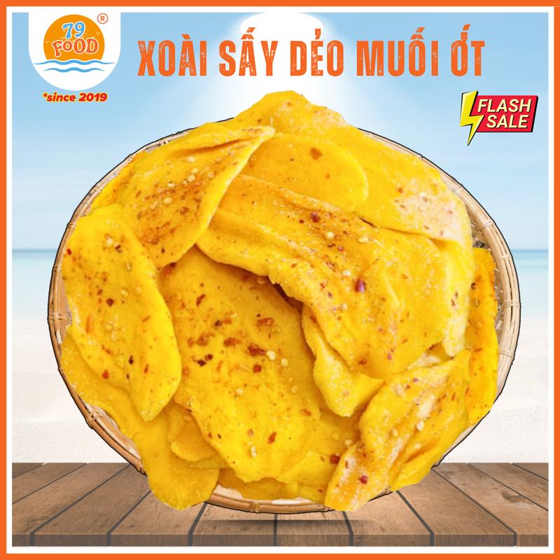  Xoài Sấy Dẻo Muối Ớt đặc sản Cam Lâm 79Food - 250g 500g Đồ Ăn Vặt Snacks Food Thức Ăn Chua ngọt ngọt đường-trái cây tươi đồ ăn nhẹ khô xoai say deo 
