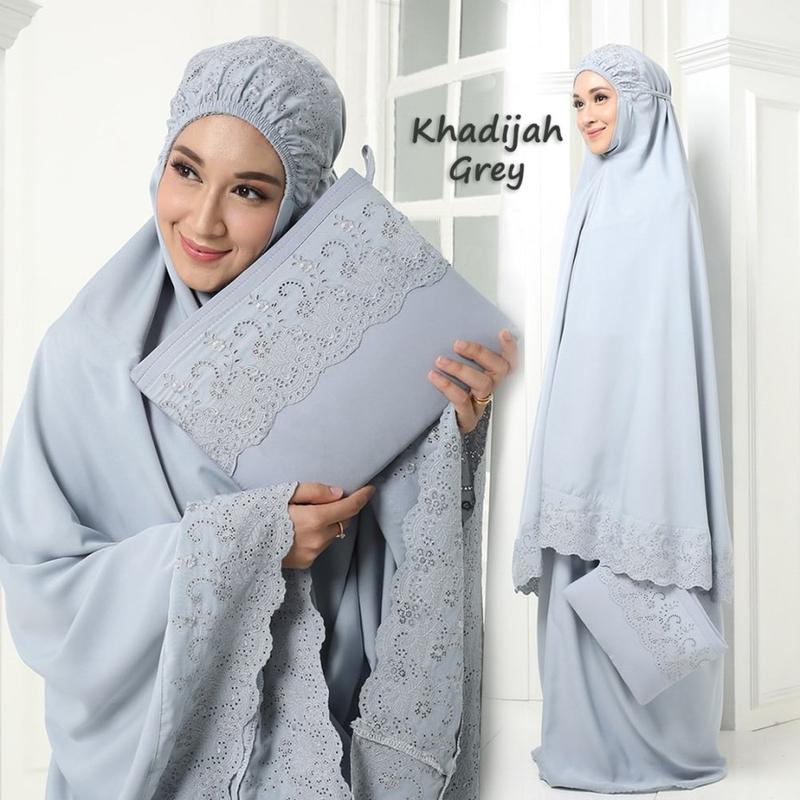 Mukena Dewasa Siti Khadijah Katun Polos Hitam Cokelat Navy Putih 3