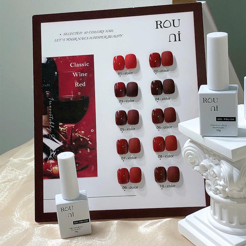  ROU ni Sơn gel màu đỏ rượu vang mới bộ sưu tập mùa thu đông và năm mới tông đỏ tôn da trắng sáng 