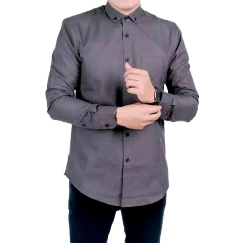 Kemeja Boyi Top Man Lengan panjang Polos Casual Slim Fit Kantor 3