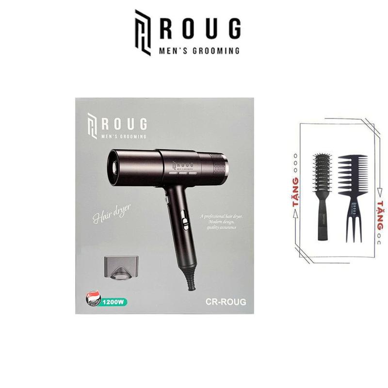 Máy sấy tóc Roug Men's Grooming 1200w ion âm cao cấp + Tặng 2 lược tạo kiểu tóc