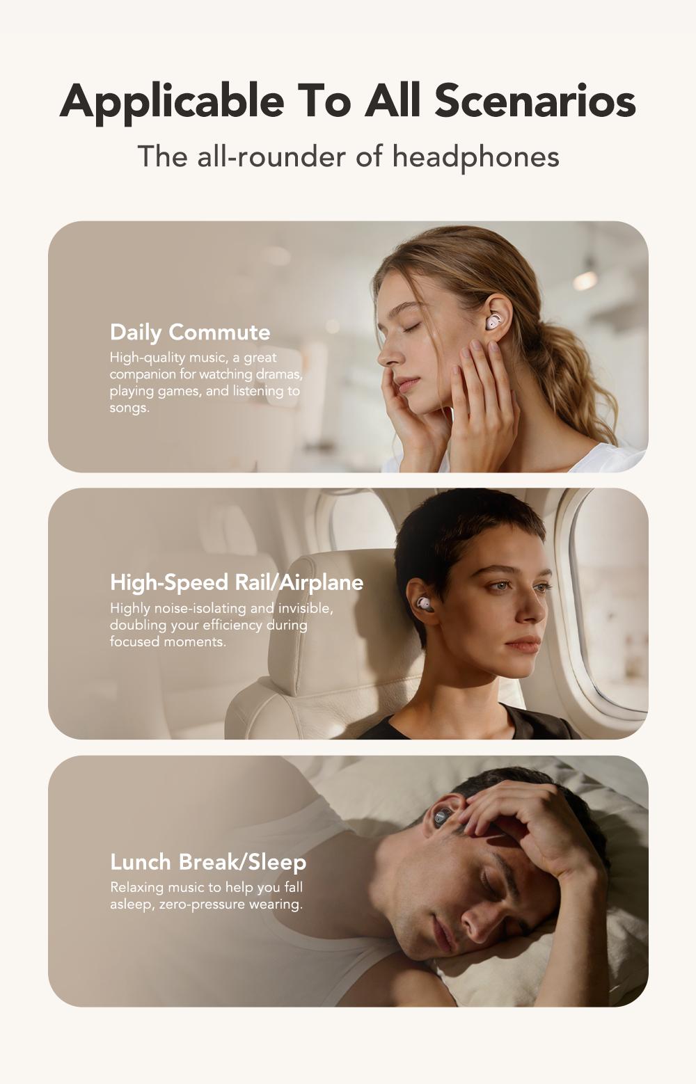 MINISO MS217 Sleep Earbuds, Comfortable, lightweight design, Bluetooth 6.0, IPX5 waterproof, HIFI sound quality, suitable for sleeping, working, studying, and voice calls | Built-in microphone | AI translation