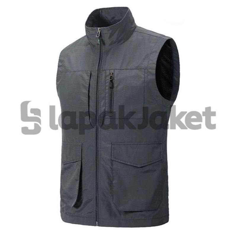 Lapakjaket/rompi vest pria outdoor/ rompi lapangan/rompi kerja/rompi casual Abu Navy Formal 2