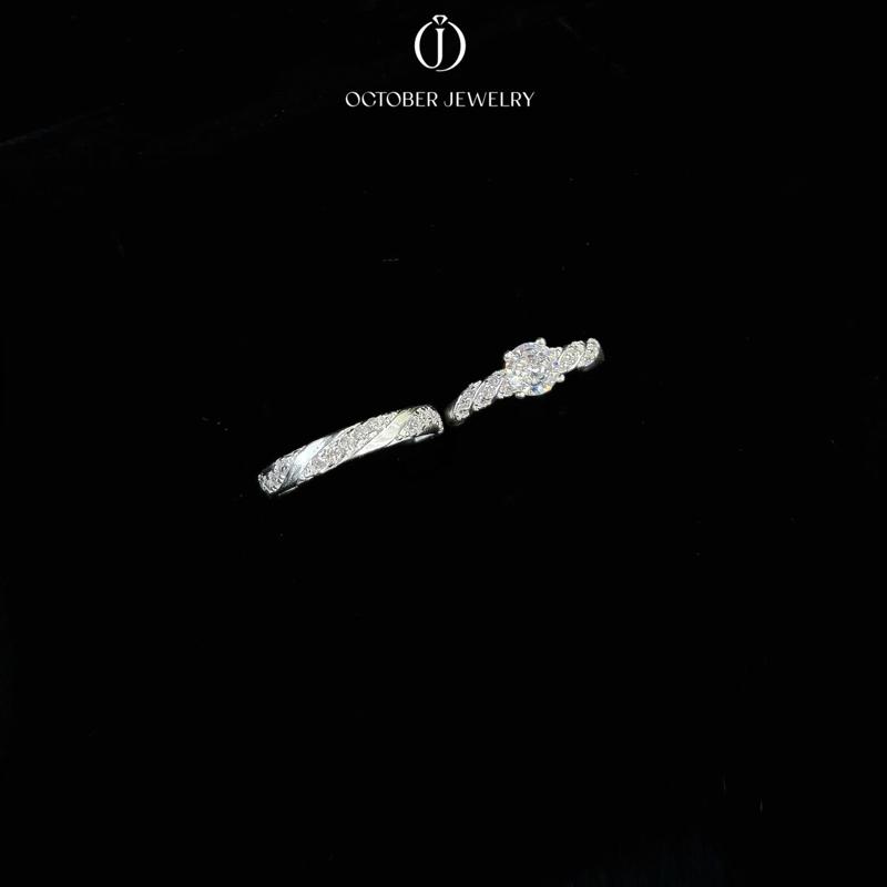   Nhẫn hẹn ước - Tặng chưng chỉ tình yêu  Nhẫn đôi bạc nam nữ OCTOBER JEWELRY NĐ436 chất liệu bạc ta 