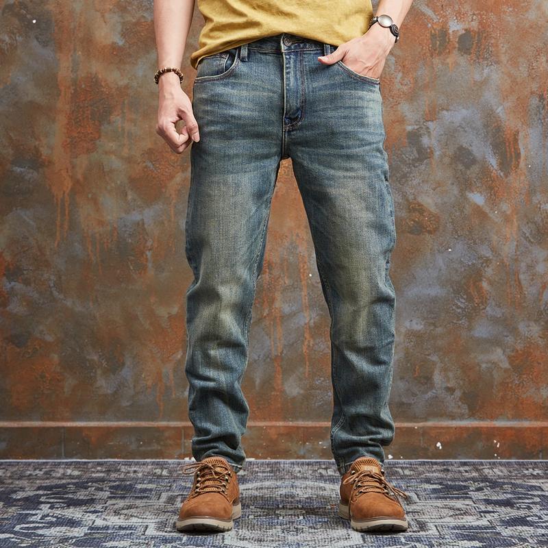 Mã N03. Quần Jean Nam, Dáng Ôm Nhẹ, Denim Co Giãn Thoải Mái, Màu Xanh, Thiết Kế Đơn Giản Cho Đàn Ông Trưởng Thành. Menswear