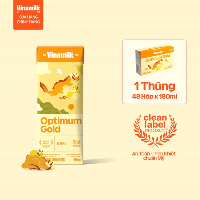Thùng 48 hộp sữa bột pha sẵn Vinamilk Optimum Gold 180ml