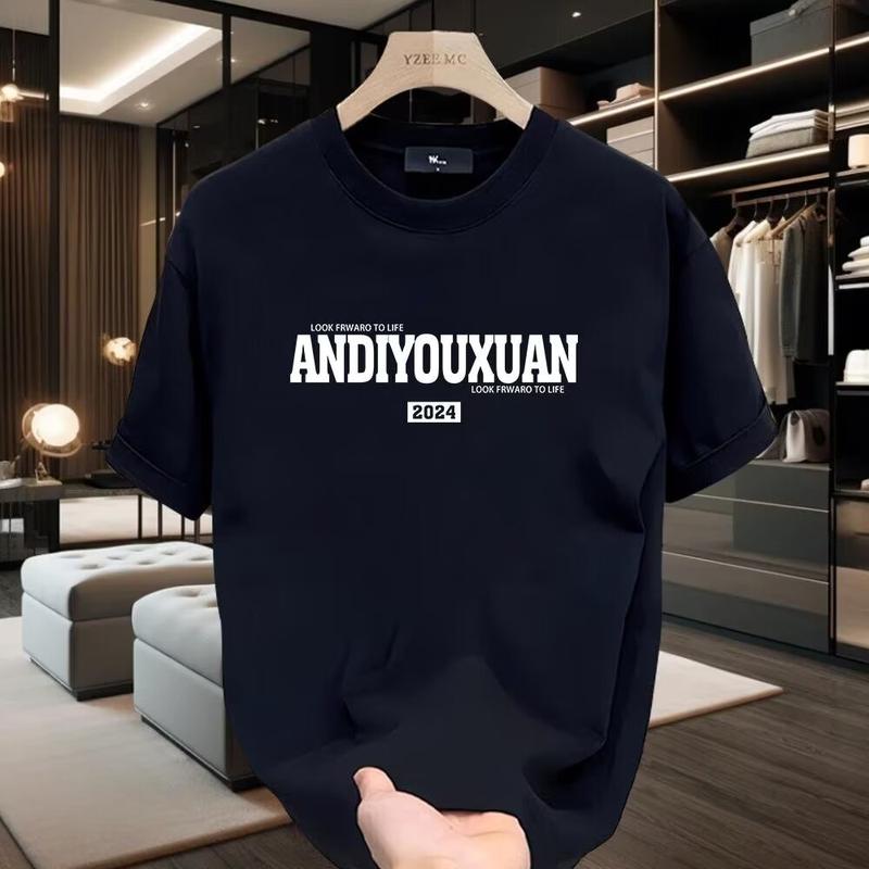 Áo Thun Cho Nam, Hàng Mới Về, In Thường Ngày Thời Trang Mùa Hè 2024, Làm Bằng Bông, ngắn Tay, Áo Cổ Thuyền, MH 1209 Menswear Trắng