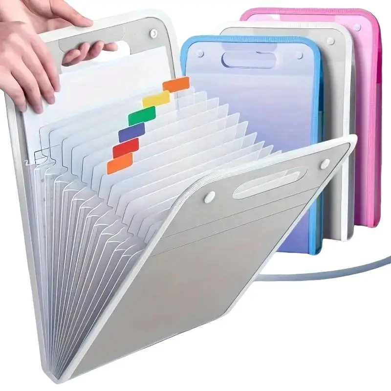 A4 Vertical File Organizer, 13 Pockets Waterproof Document Holder, Multi-color Office Storage Folder, Paper Organizers, Hard Plastic Office Stationery & Supplies