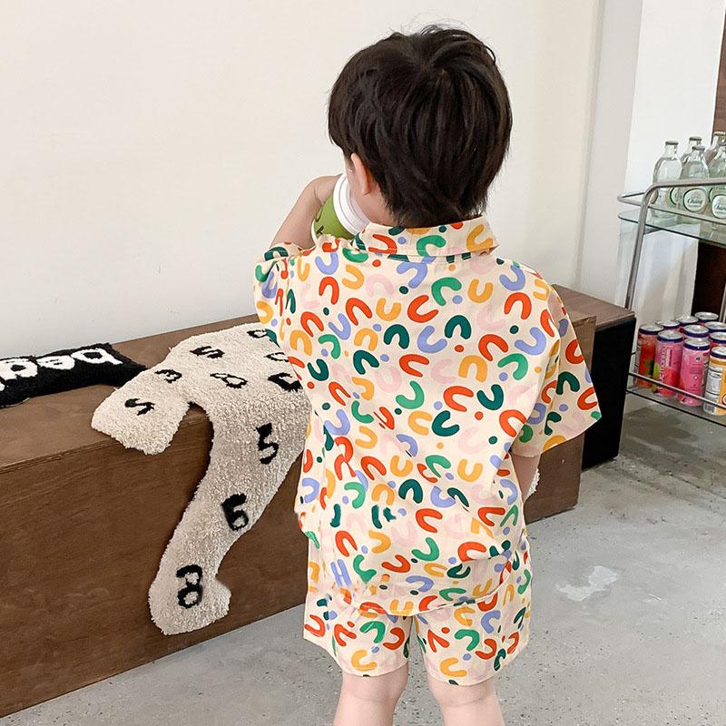 Trang Phục Mùa Hè Cho Bé Trai Và Bé Gái, Bộ Đồ In Họa Tiết Dễ Thương, Ve Áo Ngắn Tay + Quần Ngắn, Bộ Quần Áo Thường Ngày Cho Trẻ Mới Biết Đi 2