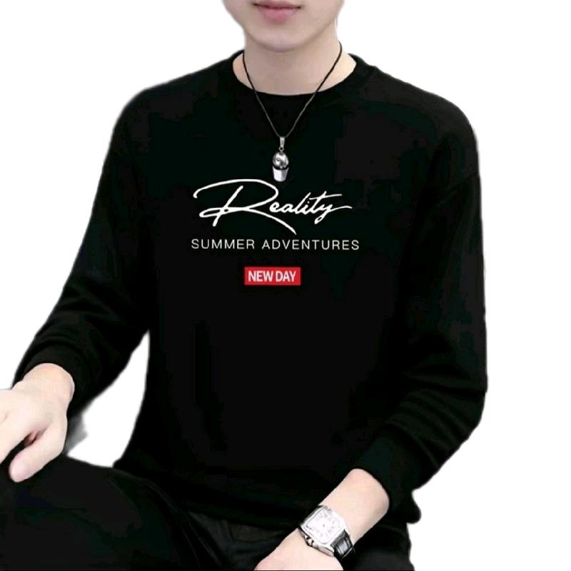 Kaos Dewasa Lengan Panjang Terbaru Distro Polos Sablon Surfing Katun Combed Pria Unisex Formal - Putih 1