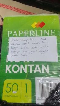 Product Review of Nota Kontan 1 Ply Paperline [PPL-NK-K1-TK/10 Buku] / Nota Pembelian K1 1 Pak / Nota Barang Belanjaan / Struk Total Harga [1 Pack] Putih from Y**i 0