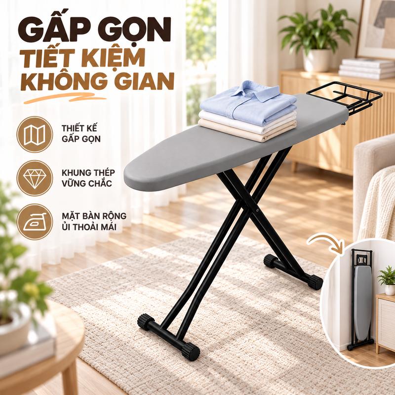 Bàn Ủi Đứng Điều Chỉnh Chiều Cao – Mặt Bàn 90cm, Thiết Kế Gọn Nhẹ Cho Gia Đình