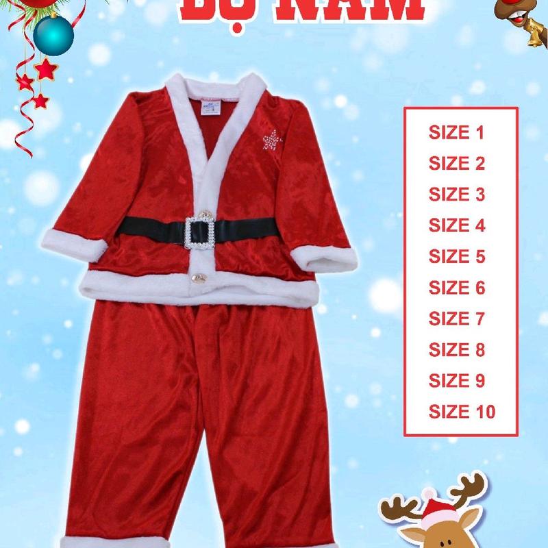   TẶNG KÈM MŨ NHUNG  Bộ quần áo ông già noel cho bé trai  chất liệu nhung ,cho bé từ 1 tuổi đến  35 kg. 