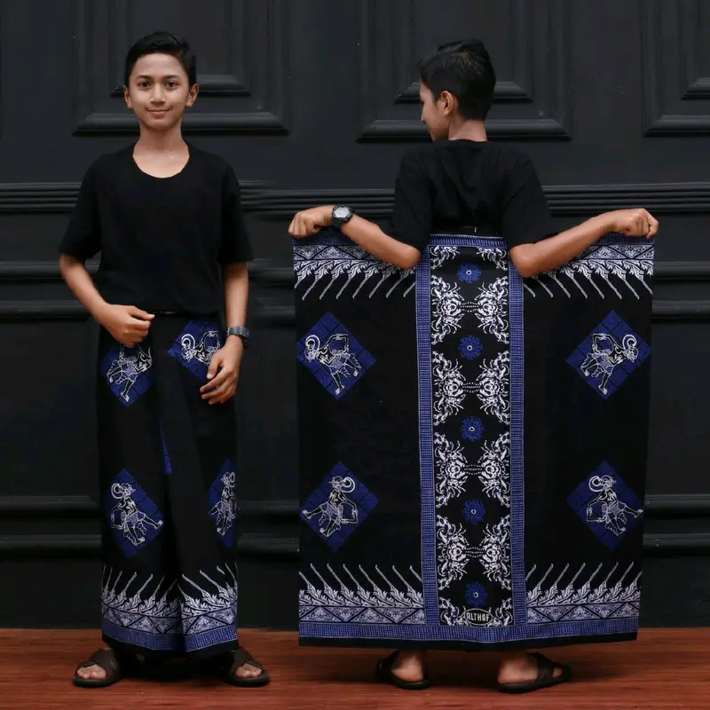 { BISA COD } Sarung Batik Anak-anak SD MI SMP MTS // Motif WAYANG & BECAK CINTA // Bahan Rayon Halus & adem // Sarung Seragam Nyaman Panjang Muslim Anak Katun 1