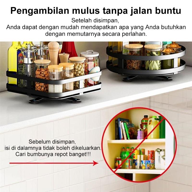 Rak Bumbu Putar Berputar 360 Derajat Rak Dapur Serbaguna Stainless Rotate Kitchen Spice Rack Organizer Rak Bumbu Dapur 3 Susun 7