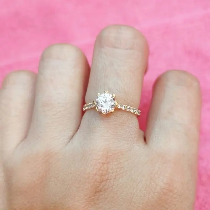 Cincin Permata Titanium Gold Anti Karat dan Anti Luntur Cincin Wanita Motif Permata Perhiasan Fashion Perempuan Terbaru Rings 0