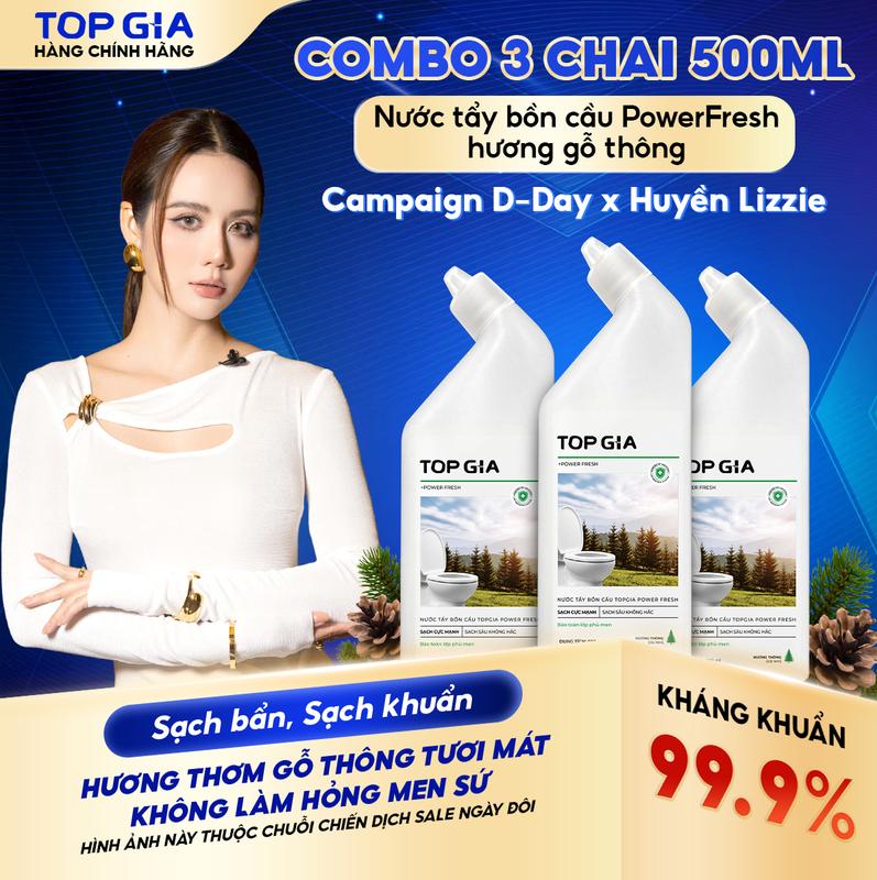 [COMBO 3 CHAI - BÁN CHẠY] Nước Tẩy Bồn Cầu TOPGIA Sạch Bẩn, Sạch Khuẩn - Tẩy Sạch Mạnh Mẽ & Nhanh Chóng - An Toàn Cho Lớp Men - Mùi Hương Gỗ Thông - Đậm Đặc & Tiết Kiệm Chất Tẩy Rửa Toilet Nhà Vệ Sinh Dung tích 500ml - Topgiaclean