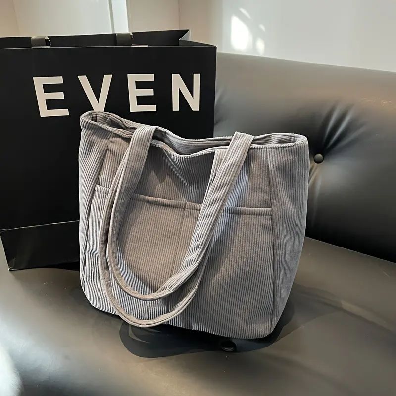 Tote Bag Wanita NGRHAA (COD) Bahan Corduroy Kualitas Terbaik - Tas Bahu Kapasitas Besar - Totebag, Perempuan