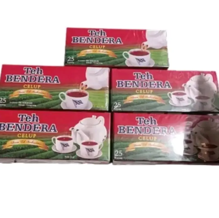 Paket 5pcs teh BENDERA teh celup isi 25kantong netto 50g Tea Hitam hijau kitslimy