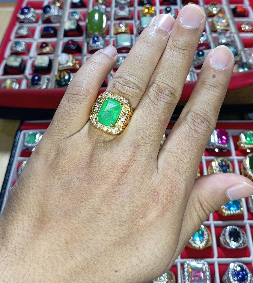 CINCIN BATU ZAMRUD COLOMBIA CHATAM TOP QUALITY IKAT PERAK GOLD MEWAH DAN ELEGANT