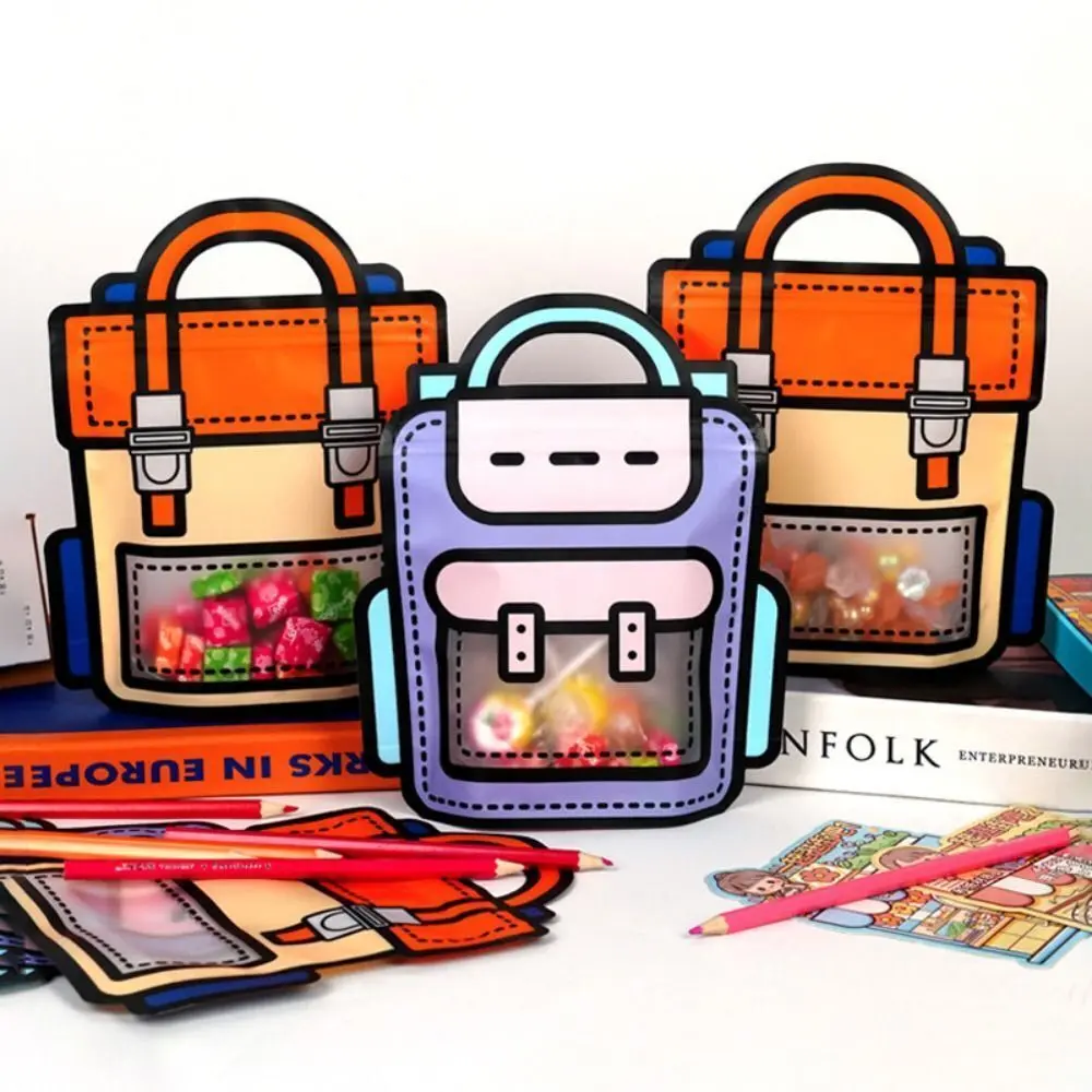 Gift Bag [1Pcs] School Bag Zip lock Zipper Plastic Bag Goodies Snacks Cartoon Gift Bag Packaging Door gift Beg