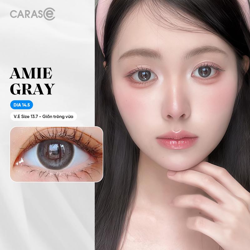   1 chiếc  Kính áp tròng khoá ẩm 12H 1 Tháng Màu Xám Tro Ánh Xanh CARASE Lens cận SS AMIE GRAY  Women Nữ 