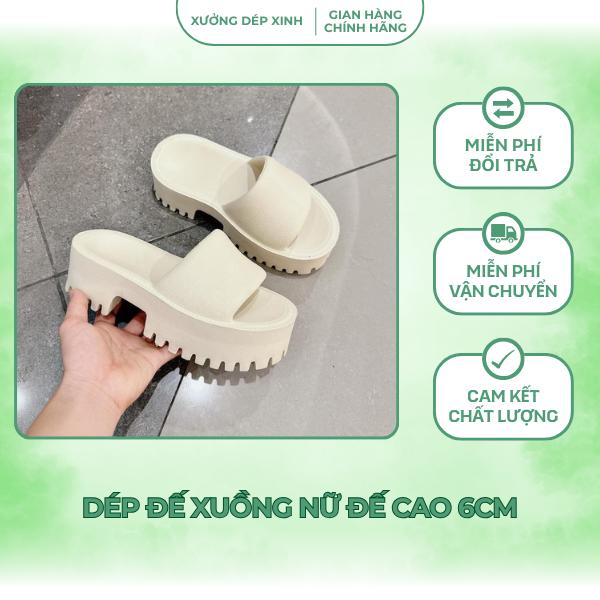 Dép đế xuồng nữ đế cao 6cm dép bánh mì răng cưa chất EVA chọn chuẩn size Sandal DéP Quai Hậu Cao Su Jean dép đế