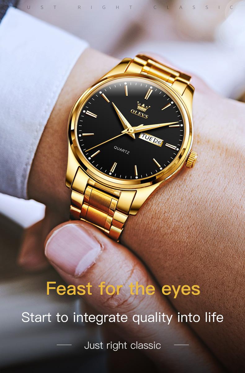 Product Introduction of 【1-year warranty】OLEVS Đồng hồ nam chính hãng thạch anh  dây thép không gỉ dạ quang chống nước 6898G Watch Đeo Tay 3
