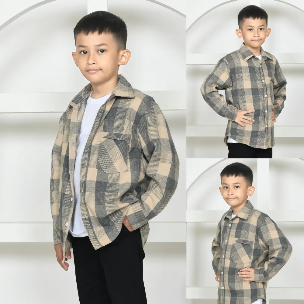 Baju Kemeja Flanel Anak Distro Laki Laki & Anak Perempuan 5-14 Tahun Terlaris