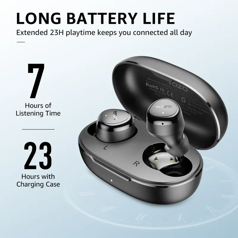 TOZO Agile Solo True Wireless Bluetooth Headset Support APP TOZO 16 EQ Setting  Earphone Bluetooth Bass Tws Mic Crystal Clear Calls 5