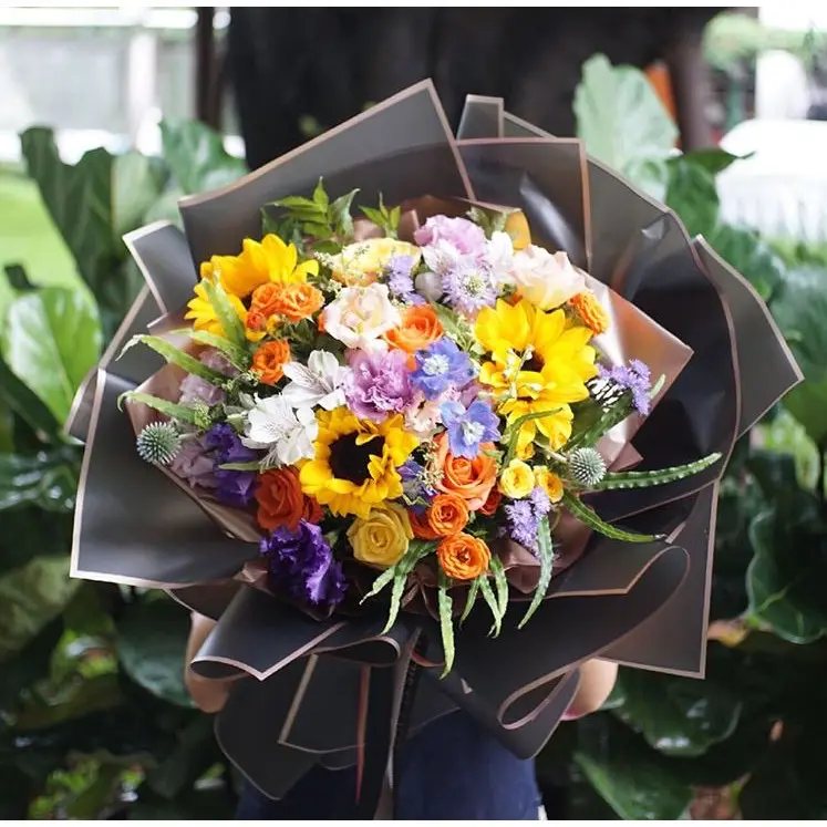FLOWER WRAPPING GOLD LINE COLOR (ECER) TRANSPARENT CELLOPHANE KERTAS BUKET BUNGA HAND BOUQUET 5