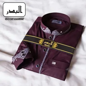 GAMIS AL BADAR KATUN KOMBINASI MANSET KANCING PREMIUM/GAMIS PRIA/JUBAH PRIA/JUBAH HAROMAIN