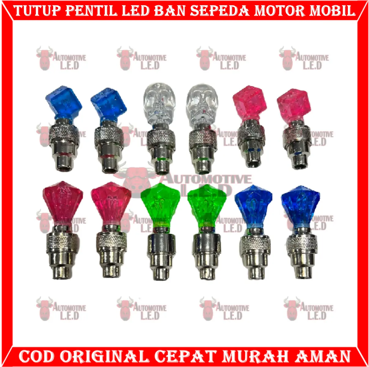 ORIGINAL TUTUP PENTIL LAMPU LED OTOMATIS MOBIL MOTOR  HARGA SEPASANG TUTUP PENTIL MOTOR