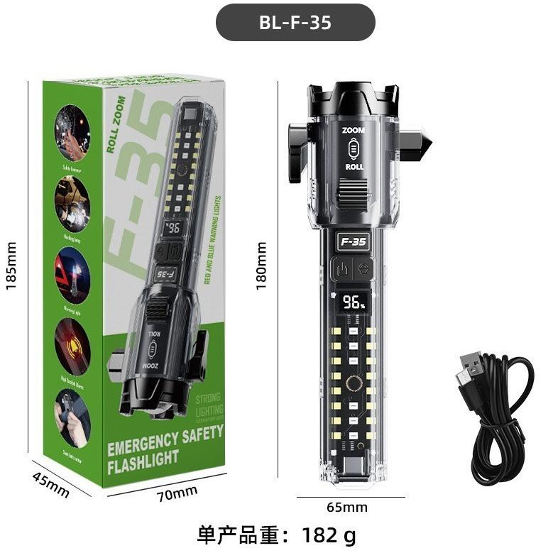 Đèn Pin F35 Led lazer zoom tỏa siêu sáng - còi báo động - cắt dây an toàn - phá…