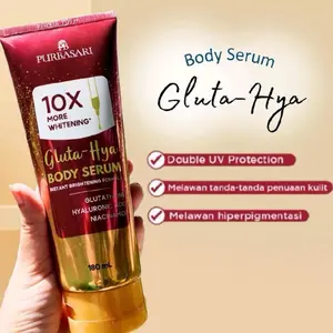 Purbasari Gluta Hya Body Serum 180ml - Serum Badan Instan Brightening Formula dengan Double UV Protection & Melawan Tanda-tanda Penuaan Kutil Tubuh Ketiak  Perawatan Kusam Memutihkan Badan