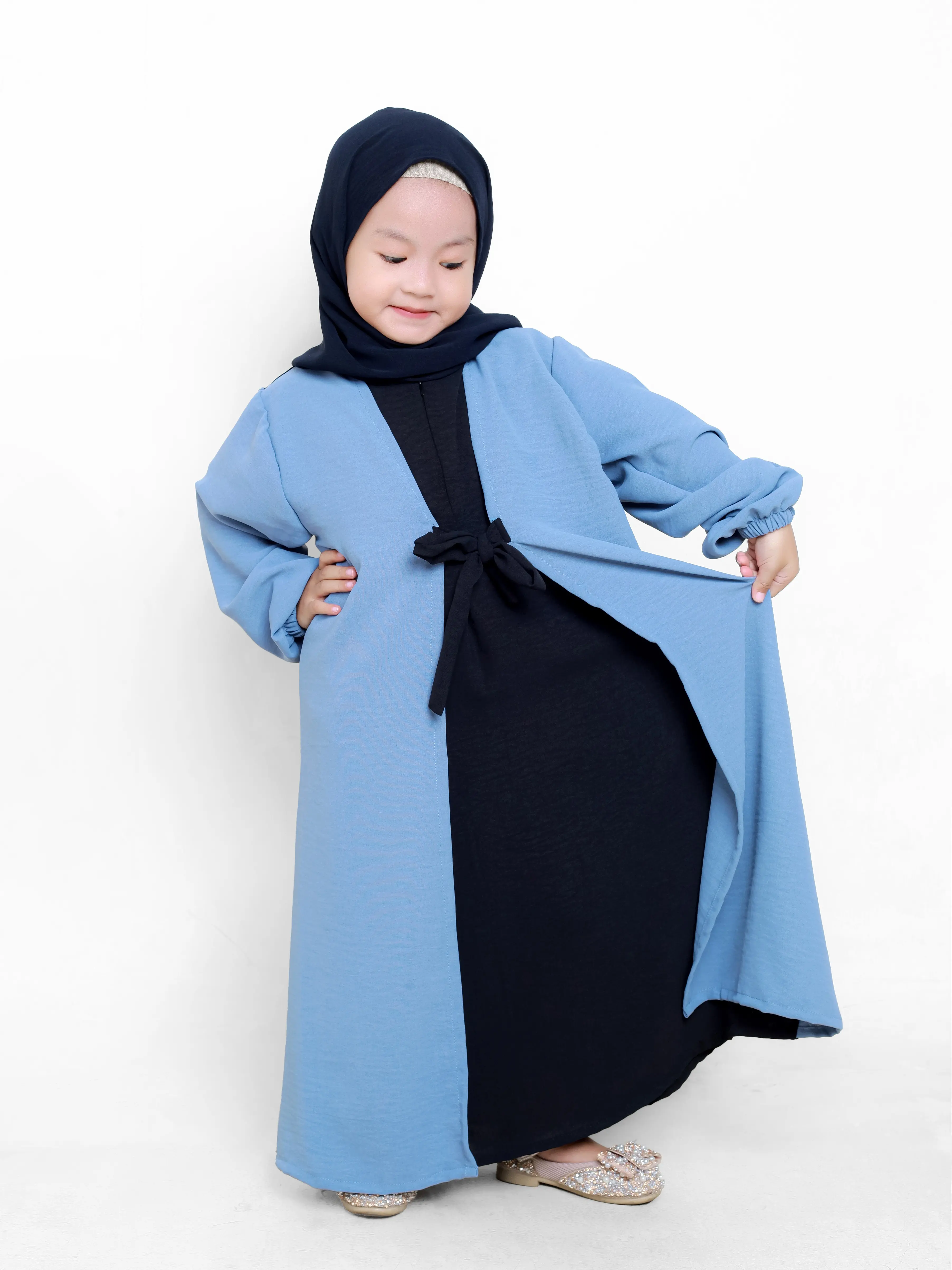 Isyana Dress Baju Gamis Anak Perempuan Muslim Panjang Simple Crinkle Airflow Premium 4-10 Tahun Tanggung Panjang Shakila Remaja Lebaran Lembut Syari