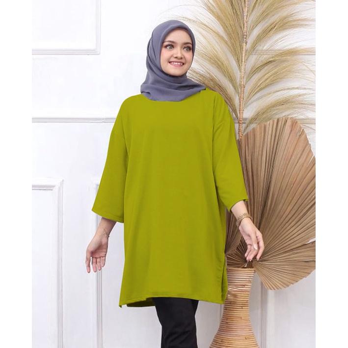 Kaos Oversize Top Hijab Wanita Basic Babyterry Polos / Oversize Slit Blouse 4