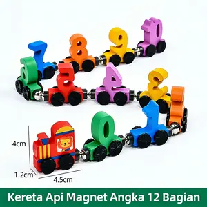 COD Mainan Anak Kereta Api Roda Angka Kayu Edukasi 0-10 Magnet Unik Belajar Berhitung Warna Variasi Aman Ramah Lingkungan