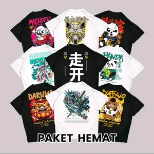 COMBO KAOS 3 PCS DISTRO HITAM JUMBO JEPANG HEMAT | M | L | XL | 2XL | 3XL | 4XL | 5XL |