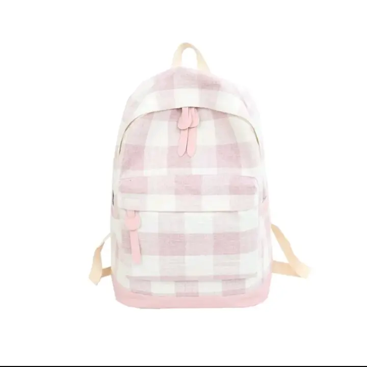 RiFich - Tas Ransel Anak Sekolah Perempuan Motif Kotak Gaya Baru Kasual Populer Kekinian Fashion Viral TK SD 1