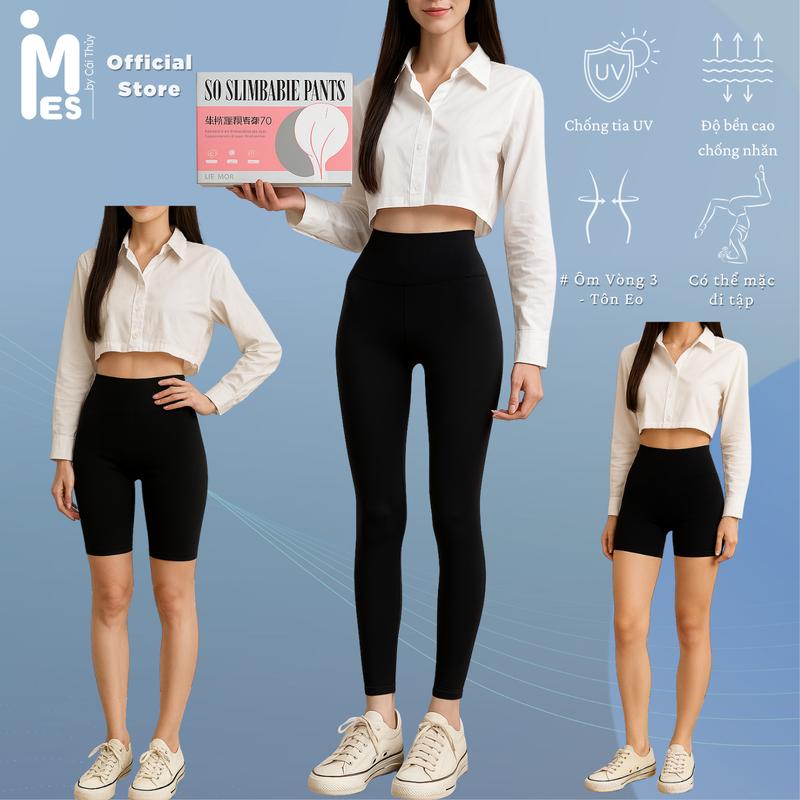 Quần Legging Đúc su 7.0 (Loại 1), chất đúc su co giãn cạp cao tôn dáng 1853 IMES SHOP Nữ  Pants Đen Women có thể giặt máy
