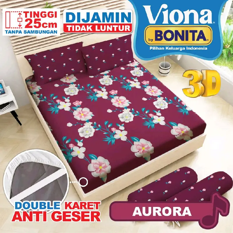 (TERMURAH BANTAL 2) VIONA by Bonita - Sprei BONITA King SIZE NO.1 (180x200) Tinggi 25 Ada Anti Slip 100% ORIGINAL [TERMURAH] SPREI BONITA BY VIONA | SPREI ASLI BONITA | SPREI VIONA | SPREI HALUS | SPREI NYAMAN | SPREI ORIGINAL BONITA 6