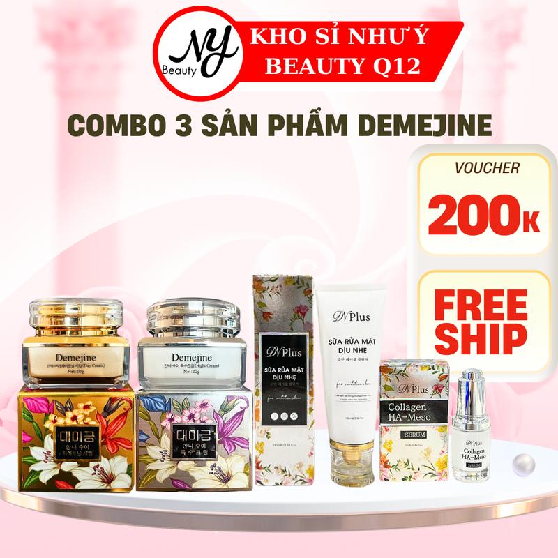 Combo 3 Sản Phẩm Bao Gồm Cặp Kem Ngày Và Đêm Demejine Cùng Sữa Rửa Mặt Dn Plus và Serum Dn Plus Skincare