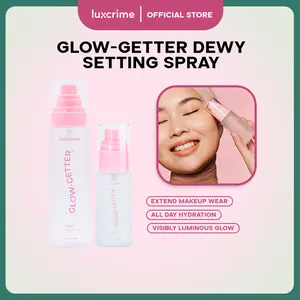 Luxcrime Glow-Getter Dewy Setting Spray - Untuk Makeup Tahan Lama Transferproof & Melembabkan Wajah Tahan 24 Jam