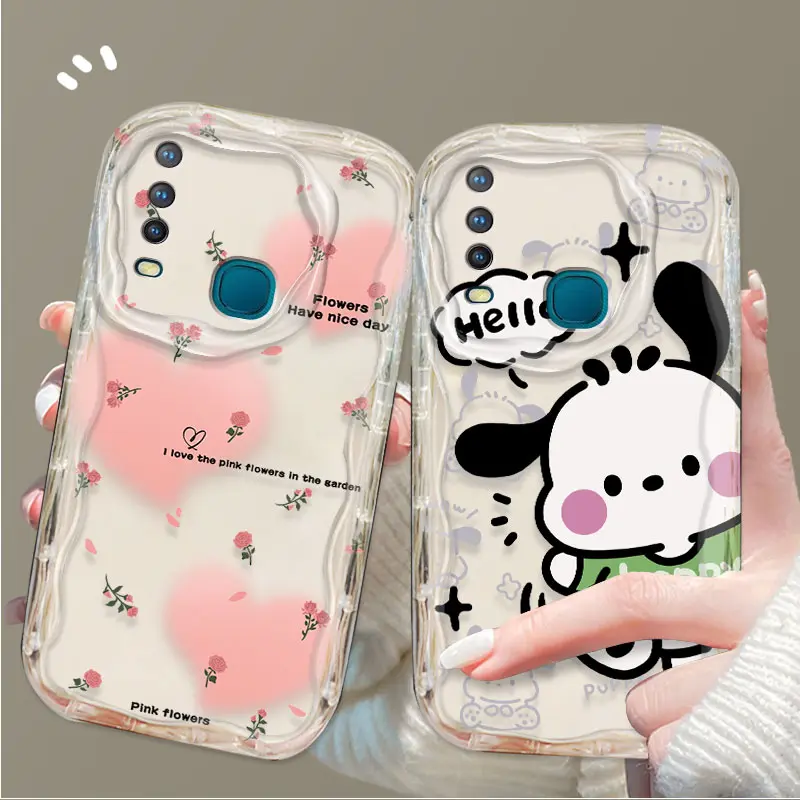 Cocok untuk VIVO Y17 Y3 Y15 Y12 Y11 V1901A Kotak pelindung ponsel Cakupan penuh kamera ponsel transparan Gaya gadis sederhana dan imut Kartun Bahan TPU silikon cangkang lunak tahan guncangan Anti-jatuh Casing