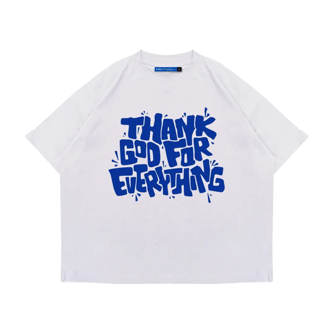 Oversize Boxy Tshirt Kaos Thanks White LIBRE